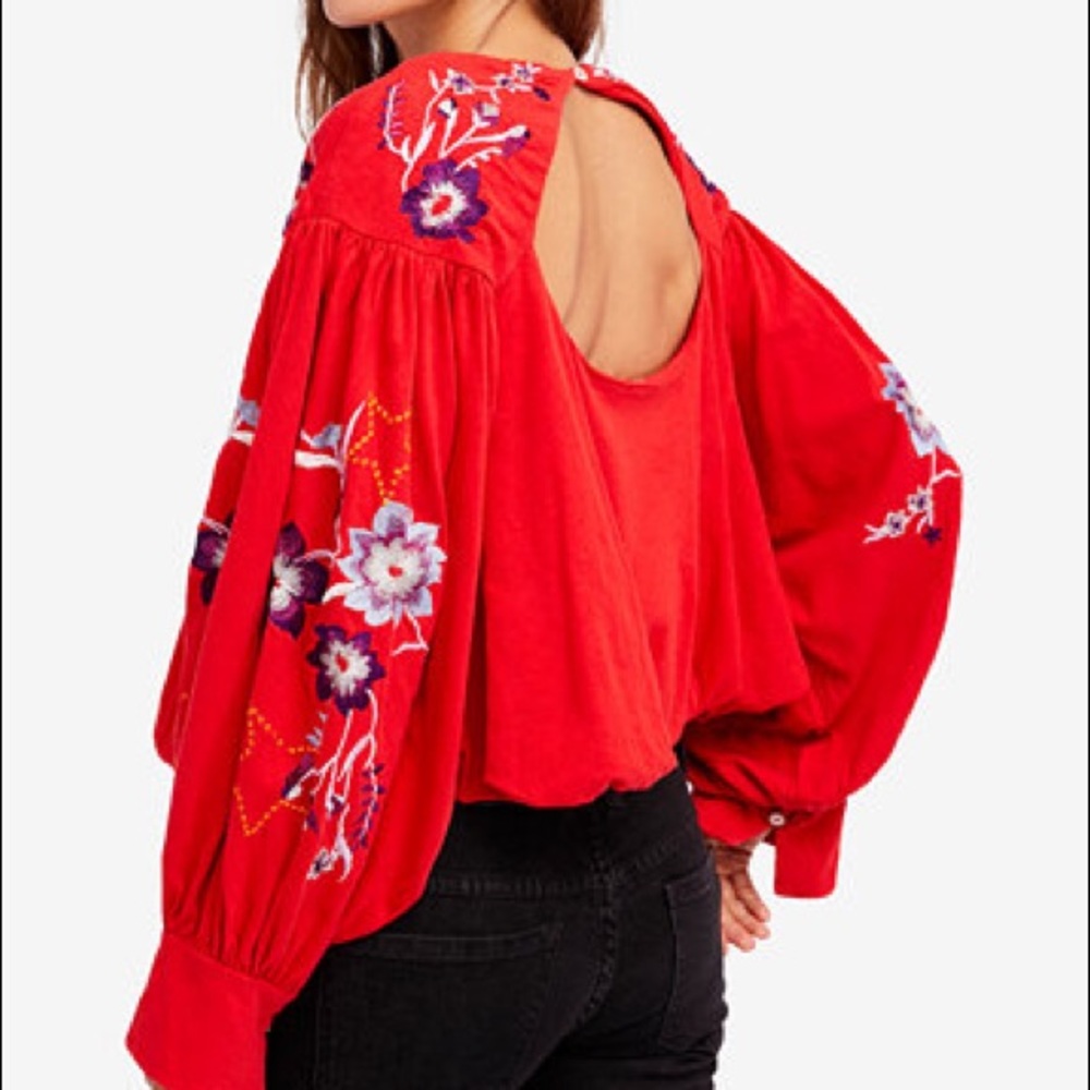 NWT Free People Lita Embroidered Cut Out Top Small